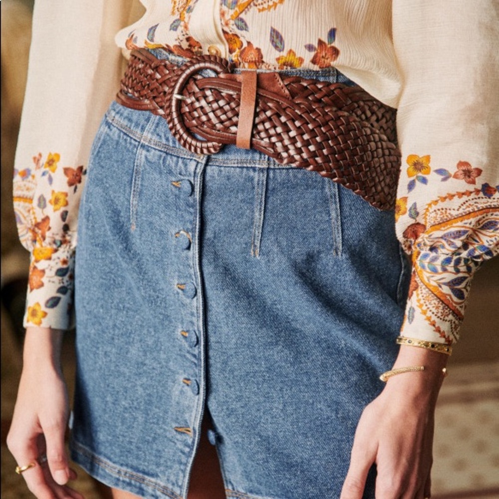 Sézane Jacques chocolate leather belt